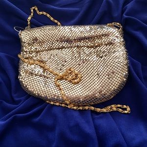 WHITING AND DAVIS GOLD MESH PURSE, chain strap GUC